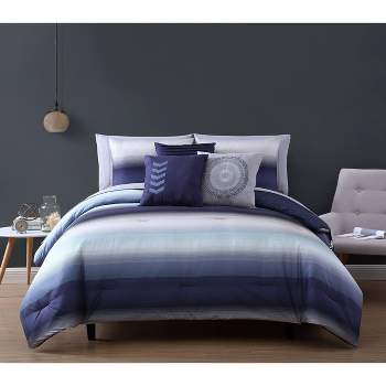 King 10pc Cypress Comforter Set Navy/Gray - Geneva Home Fashion