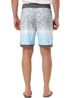 TATT 21 Men's Summer Drawstring Contrast Color Printed Beach Boardshorts Gray Blue 28 — фото 3
