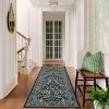 Washable Kitchen Runner Rug, Black Non-Slip Vintage Floral Print, Stain-Resistant Low Pile Accent Carpet for Bedroom, Laundry, Bathroom - 2 of 4