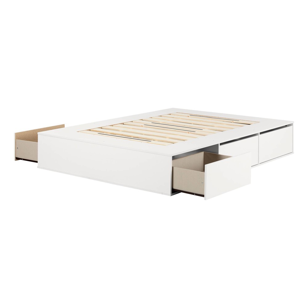Photos - Bed Frame Queen Fusion 6 Drawer Platform Kids' Bed Pure White - South Shore