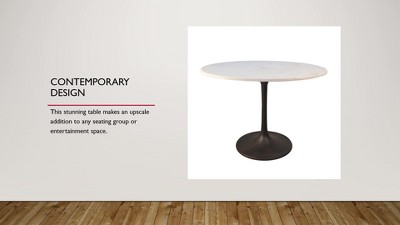 Enzo 40 Inch Round Marble Top Dining Table with Black Iron Base