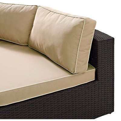 Catalina Wicker and Plastic 3-Seat Outdoor Sectional Sofa in Sand