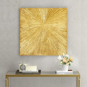 AZL1 Life Concept Wall Art Hand Painted Dimensional Resin Modern Abstract Sunburst with Metallic Gold Finish for Home, Gold, 32.68"*32.68"*1.97" - 1 of 4