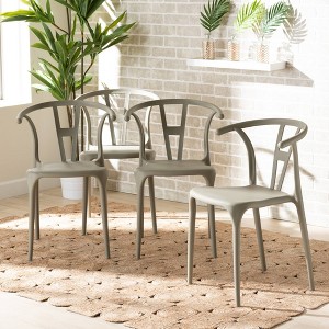4pc Warner Plastic Dining Chair Set - Baxton Studio - 1 of 4