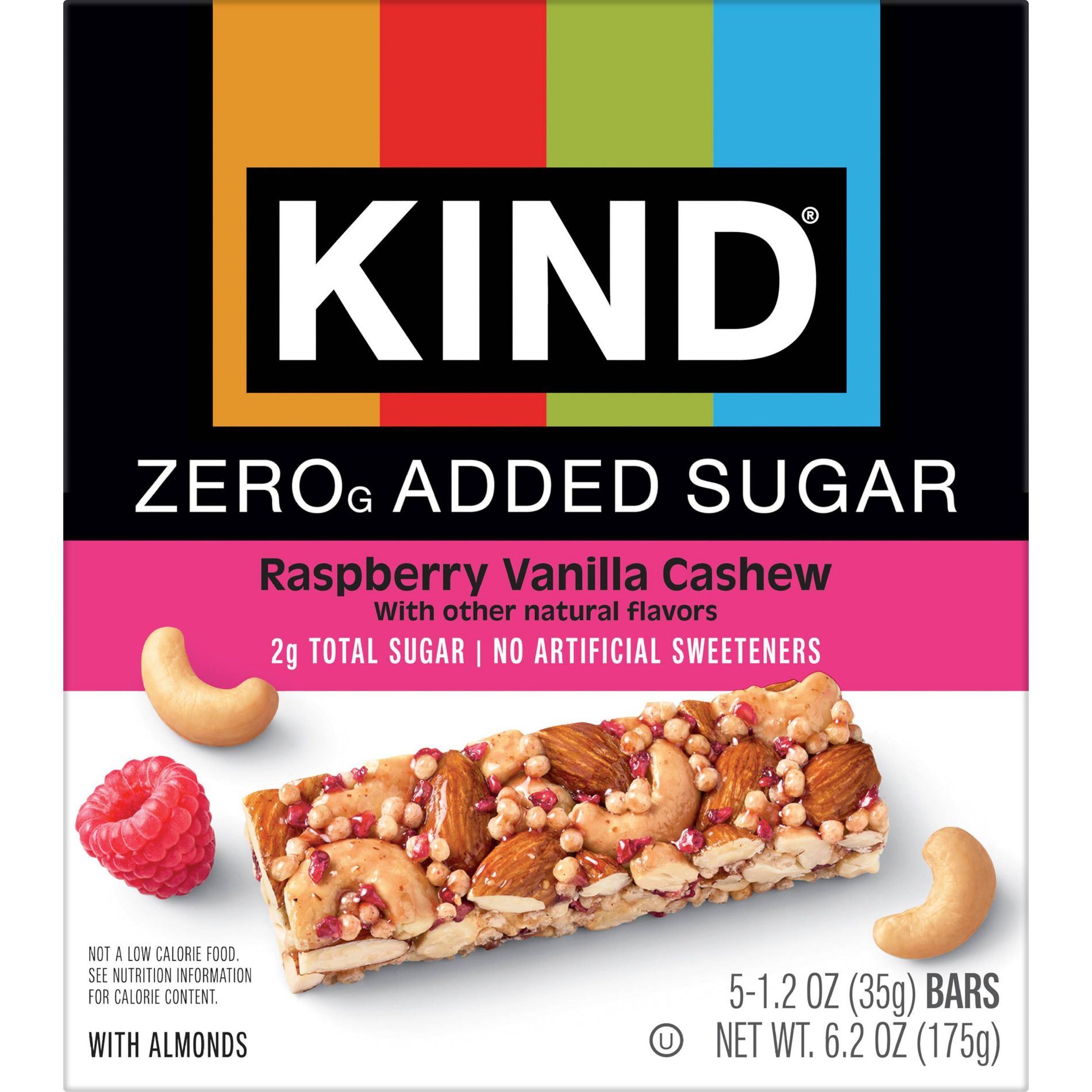 KIND Zero Added Sugar Raspberry Vanilla Cashew Bars - 6.2oz/5ct