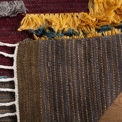 Hand-Knotted Red and Multicolor Wool 6' x 9' Area Rug