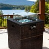 22" Propane Gas Fire Pit Table, 50000 BTU Square Steel Fire Pit with Beautiful Wicker Base for Outside Patio Deck Garden Backyard-Black - 2 of 4