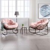 VYNXARIA Outdoor Rattan Rocking Chair,Padded Cushion Rocker Recliner Chair Outdoor for Front Porch, Living Room, Patio, Garden, Pink - 4 of 4