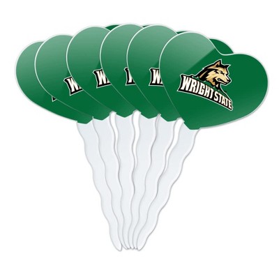 Wright State Primary Logo Heart Love Cupcake Picks Toppers Decoration Set of 6