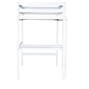 DOMETOUR Twin High Loft Bed, Rubber Wood  Loft Bed with Safety Guardrail, built-in desk, ladder,White - 1 of 4