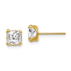 Black Bow Jewelry 5mm Princess Basket Set Cubic Zirconia Earrings in 14k Yellow Gold - 1 of 4