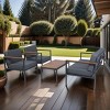 Nestfair 4pc Metal Frame Outdoor Patio Conversation Set with Acacia Wood Top Dark Gray - 2 of 4
