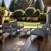 Nestfair 4pc Metal Frame Outdoor Patio Conversation Set with Acacia Wood Top Dark Gray - image 2 of 4