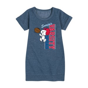 - Peanuts - Snoopy Varsity Squad Graphic Short Sleeve Fleece Dress - 1 of 4