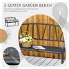 50" Outdoor Bench, Metal Garden Bench with V-Shaped Pattern Backrest, Porch Bench with Slatted Seat for Park, Lawn - 4 of 4