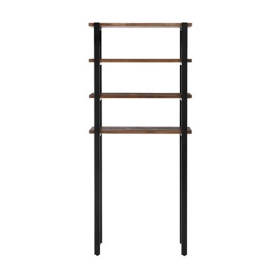 Pomona Black and Wood Over-the-Toilet 4-Shelf Storage
