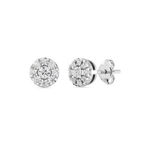 Gilded Lab-Grown Diamond Sterling Silver & 14KT Yellow Gold-Plated Stud Earrings for Women, Round Halo Shaped, 1/4, 1/2, 3/4, 1 Carat Total Weight - 1 of 4