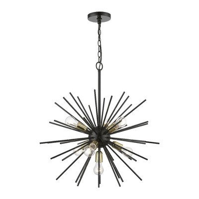 Livex Lighting Tribeca 7 - Light Pendant in  Shiny Black/Polished Brass