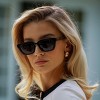 WMP Eyewear Womens Polarized Rectangular Sunglasses, Narrow Acetate Frame, 5-Barrel Hinges, Hand-Polished Finish - 3 of 4