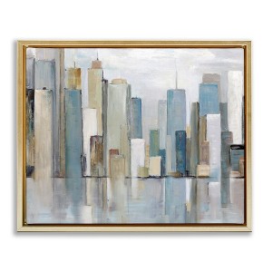 Stupell Industries Abstract Cityscape Buildings Black Framed Floater Canvas Wall Art - 1 of 4
