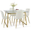 Mona+Bingo 5 Piece Gold Rectangular Clear Tempered Transparent Glass Table with 4 Upholstered Side Chairs-Maison Boucle - 3 of 4