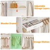 Besiost 8 FT Closet Organizer with Extendable Hanging Rod, Wood Closet System with Drawer - 3 of 4