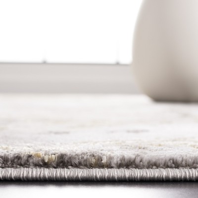 Gray Abstract Hand-knotted Round Synthetic Rug, 47 in