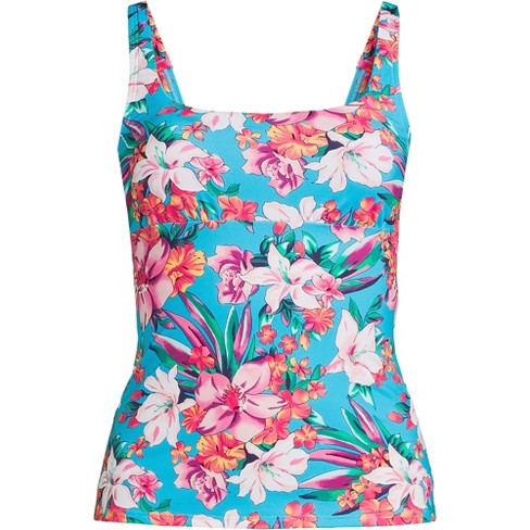 Lands' End Women's Dd-cup Chlorine Resistant Square Neck Underwire Tankini  Swimsuit Top Adjustable Straps - 6 - Turquoise Lily Palm : Target