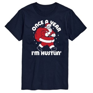 Men's - Instant Message - Once A Year Hustlin Santa Christmas Short Sleeve Graphic T-Shirt - 1 of 4