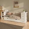 Twin Size Daybed with Storage, Built-In Desk & Charging Station, Wooden Bed with Side Shelves & Drawers/Trundle - ModernLuxe - 3 of 4
