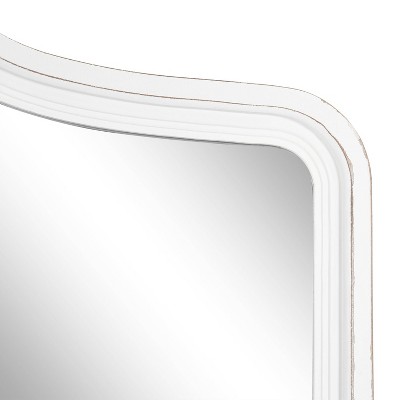 White Scalloped Rectangular Wood Wall Mirror