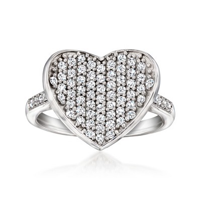 Ross-Simons 0.50 ct. t.w. Pave Diamond Heart Ring in Sterling Silver