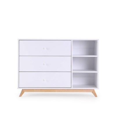 Image of Teen Central Park 3 Drawer Kids' Dressers with Shelves Natural Wood/White - dadada baby
