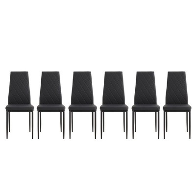 NicBex Modern PU Dining Chairs with Soft Padded Seats & Ergonomic Support,Armless Chairs for Kitchen,Living Room,Black,4pc/6pc