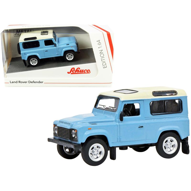 Land Rover Defender Light Blue with Cream Top 1/64 Diecast Model Car by Schuco, 1 of 4