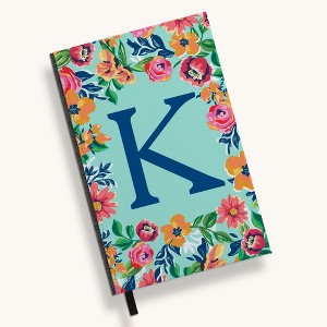 Personalization Mall Flowery Initial Journal, Blue Aqua - 1 of 4