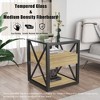 Okak Modern End Table with Drawer, Industrial Side Table with Tempered Glass Tabletop, Couch Table for Living Room, Bedroom - 3 of 4