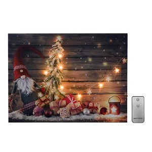 Lumabase Battery Operated Lighted Wall Art with Remote Control Gnome for the Holidays - 1 of 3