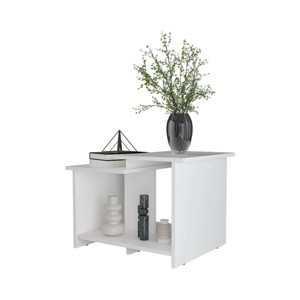 Syemin End Tables Modern Simple Glass Coffee Table, Small Side Table, End Tables Living Room, Sofa Side Table, White, 23.6"*17.7"*16.6" - 1 of 4
