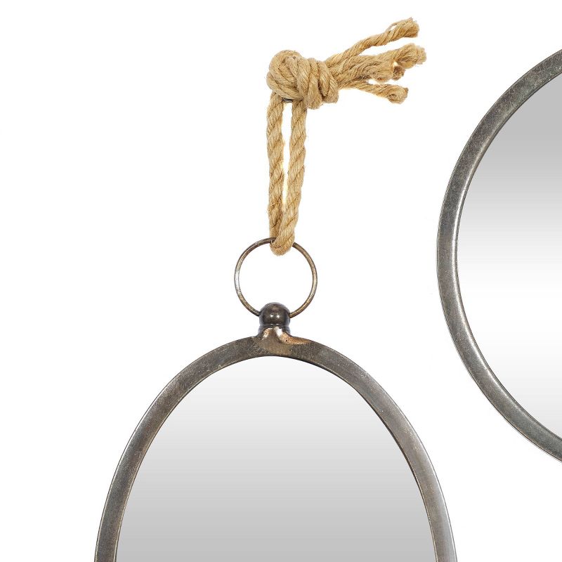 Set of 5 Metal Wall Mirrors with Hanging Rope Gray - Olivia &#38; May, 3 of 8