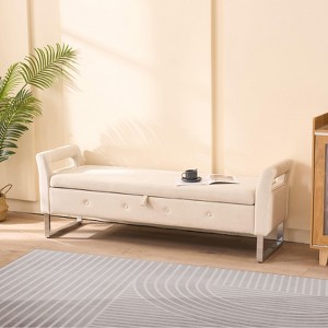 Hrinhom 67.9"W Velvet Storage Soft Bench with Armrests - 1 of 4