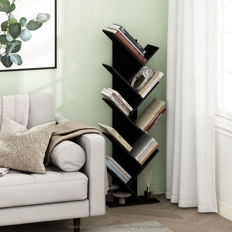 Furinno Tree Bookshelf 9-Tier Floor Standing Tree Bookcase, Espresso, 1 of 5
