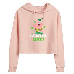 Women's - SpongeBob SquarePants - Happy St. Patricks Day Cropped Graphic Hoodie - 1 of 4