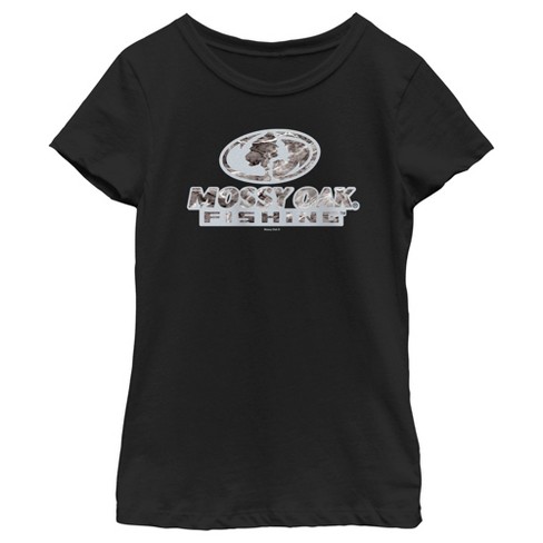 Girl's Mossy Oak Fishing Bold Logo T-Shirt - Black - Small