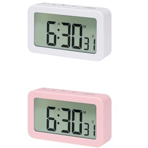 REGALWOVEN 2 Pcs Digital Smart Battery Powered Snooze Home Decor Alarm Clock 3.3 x 2 x 0.8 Inches - 1 of 4