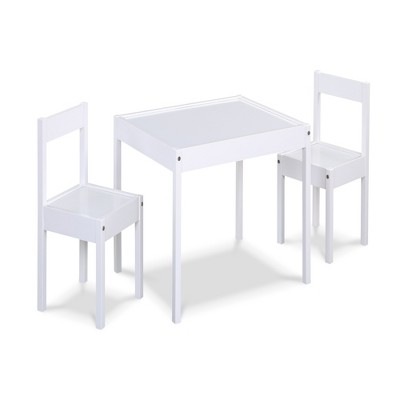 Lirago Kids Wood Table and 2 Chairs Children Activity Table Toddler Furniture Set for Creative Play and Learning White