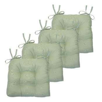 Kate Aurora Country Living Plush Solid Colored Country Farmhouse Reversible Chair Cushions/Pads With Tear Proof Ties