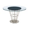HomeRoots 48" Clear And Silver Glass And Stainless Steel Pedestal Base Round Top Dining Table - 4 of 4