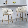 26'' Counter height bar stools velvet kitchen island counter bar stool with hand- wave back,golden chromed base and footrest (BEIGE) - 2 of 4
