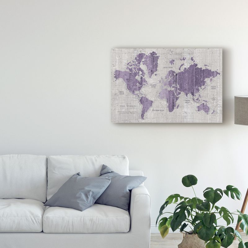 Trademark Fine Art -Wild Apple Portfolio 'Old World Map Purple Gray' Canvas Art, 3 of 5